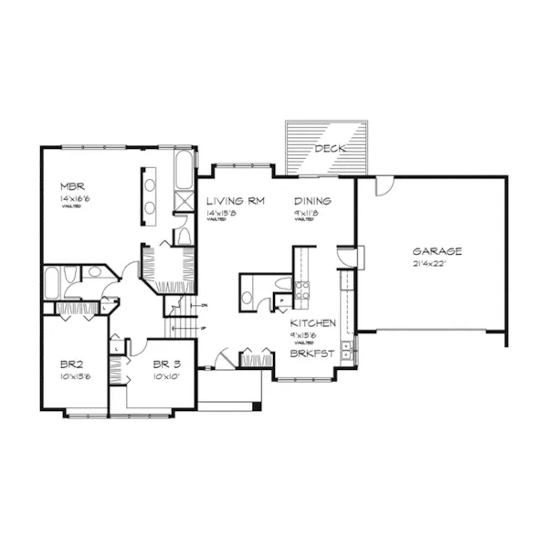 Country House Plan First Floor - Saddlebrook Split-Level Home 072D-0277 - Shop House Plans and More