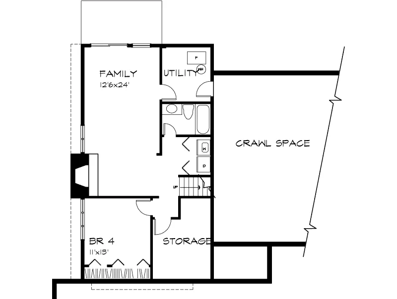 Craftsman House Plan Lower Level Floor - Saddlebrook Split-Level Home 072D-0277 - Shop House Plans and More