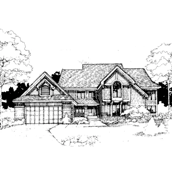 Shingle House Plan Front of Home - Wellston Tudor Style Home 072D-0292 - Shop House Plans and More