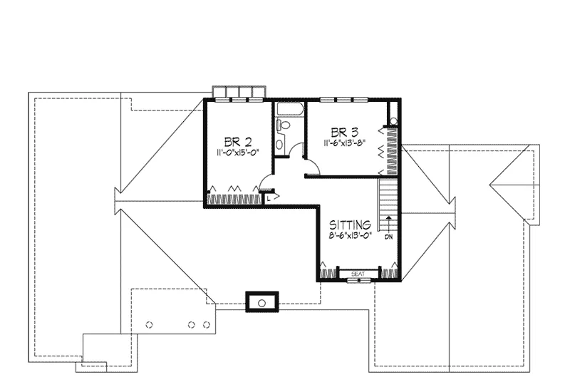 Southern House Plan Second Floor - Acosta Contemporary Home 072D-0303 - Search House Plans and More