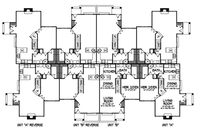 Country House Plan First Floor - Oleander Place Eightplex 072D-0305 - Shop House Plans and More