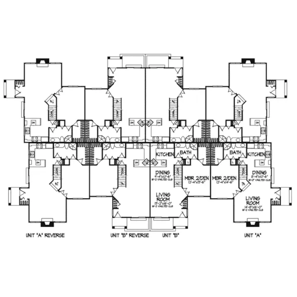 Southern House Plan First Floor - Oleander Place Eightplex 072D-0305 - Shop House Plans and More