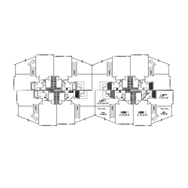 Southern House Plan Second Floor - Oleander Place Eightplex 072D-0305 - Shop House Plans and More