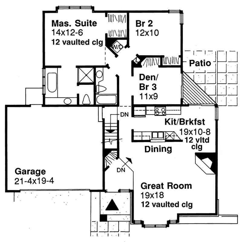 Modern House Plan First Floor - Saucier Ranch Home 072D-0318 - Shop House Plans and More