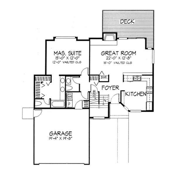 Contemporary House Plan First Floor - Elm Point Craftsman Home 072D-0319 - Search House Plans and More