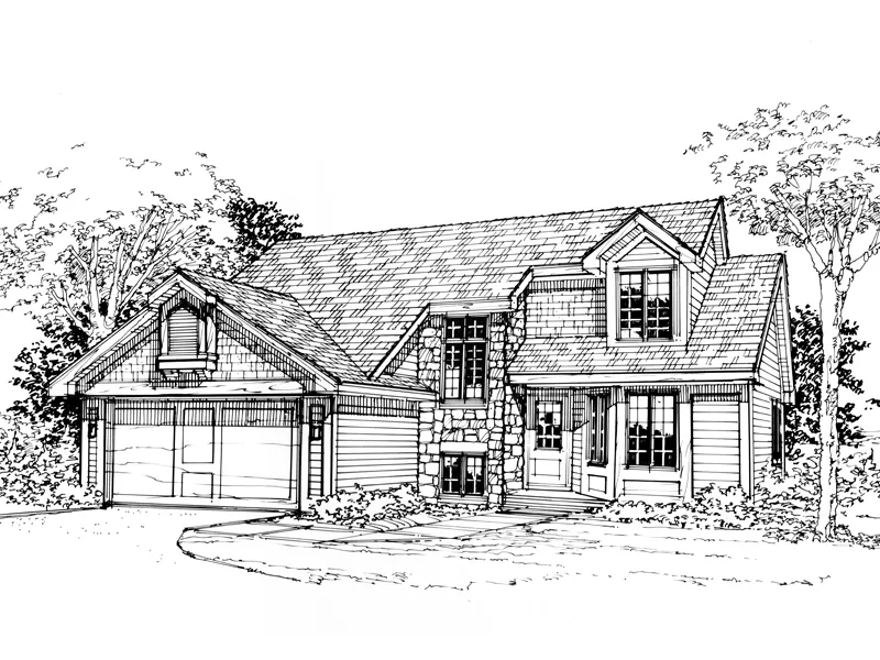 Shingle House Plan Front of Home - Elm Point Craftsman Home 072D-0319 - Search House Plans and More