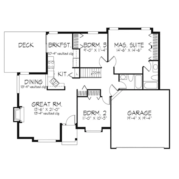 Traditional House Plan First Floor - De Kalb Ranch Country Home 072D-0322 - Search House Plans and More