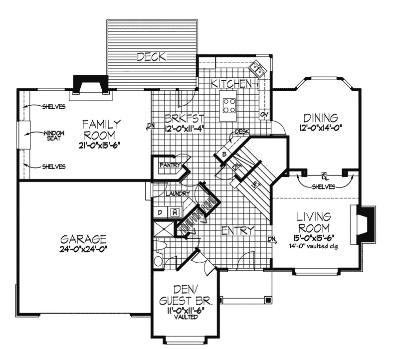Arts & Crafts House Plan First Floor - Adrielle Craftsman Home 072D-0325 - Search House Plans and More