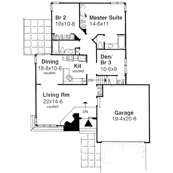 Country House Plan First Floor - Craddock Point Ranch Home 072D-0328 - Search House Plans and More