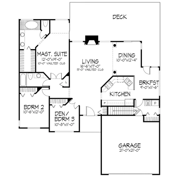 Craftsman House Plan First Floor - Jordan Creek Rustic Ranch Home 072D-0329 - Search House Plans and More