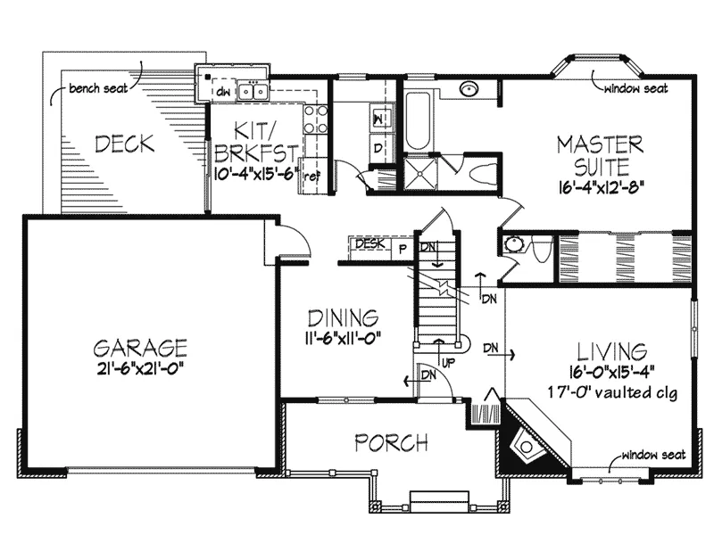 Craftsman House Plan First Floor - Oak Bend Craftsman Home 072D-0335 - Shop House Plans and More