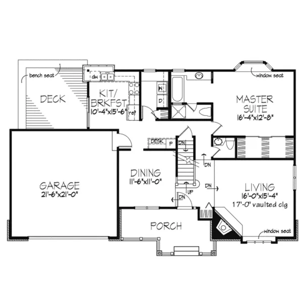 Contemporary House Plan First Floor - Oak Bend Craftsman Home 072D-0335 - Shop House Plans and More