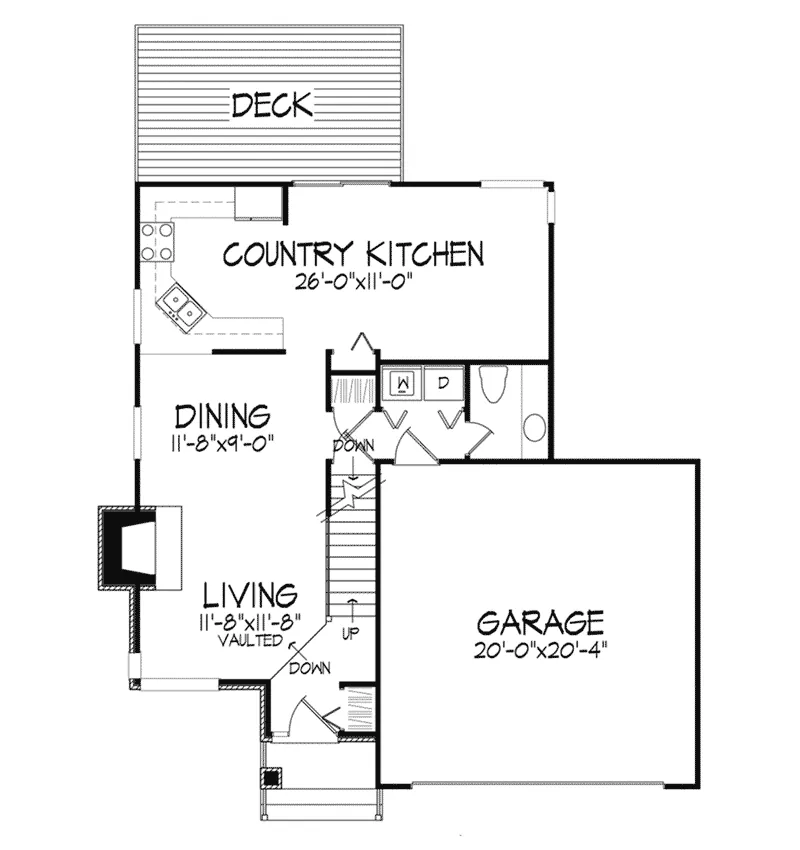 Contemporary House Plan First Floor - Alec Creek Rustic Home 072D-0336 - Search House Plans and More