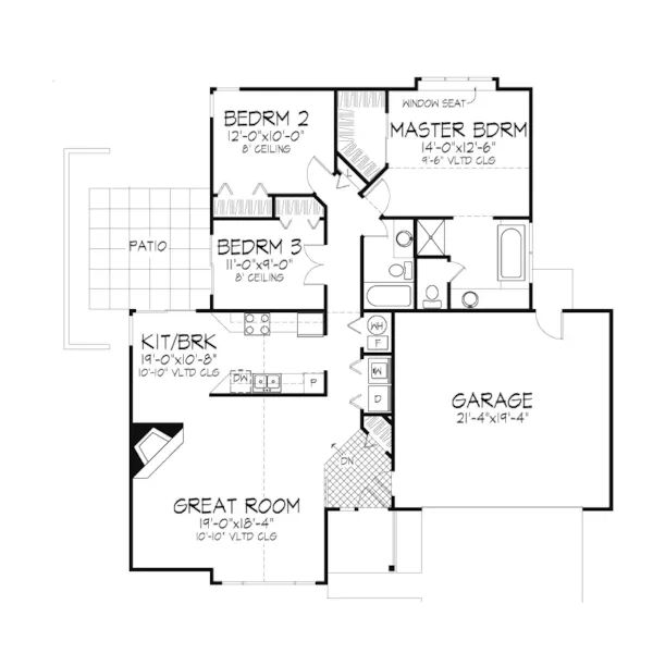 Southern House Plan First Floor - Brewer Lake Country Home 072D-0337 - Search House Plans and More