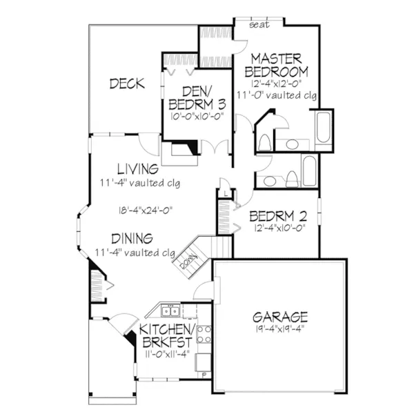 Shingle House Plan First Floor - Amesbury Place Ranch Home 072D-0339 - Search House Plans and More