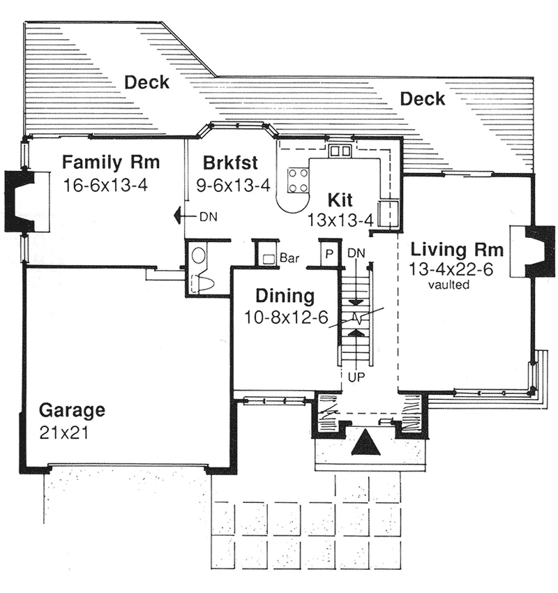Traditional House Plan First Floor - Bedell Compact Ranch Home 072D-0344 - Search House Plans and More