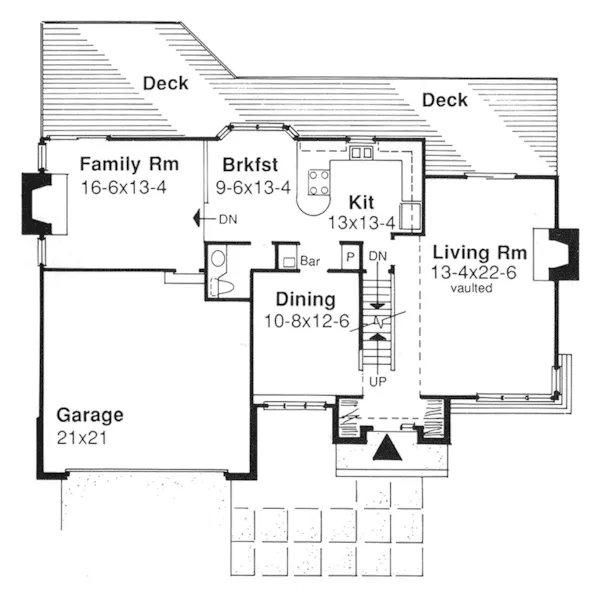 Southern House Plan First Floor - Bedell Compact Ranch Home 072D-0344 - Search House Plans and More