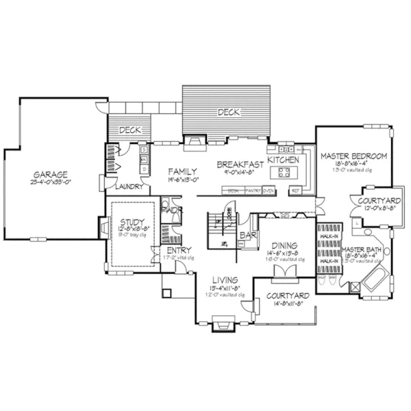 Contemporary House Plan First Floor - Cole Spring Luxury Home 072D-0345 - Search House Plans and More