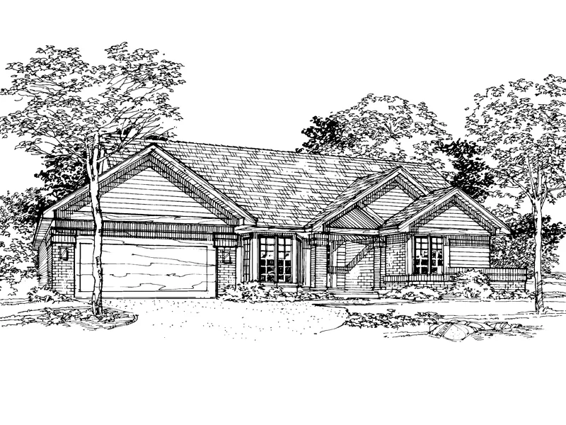 Ranch House Plan Front of Home - Dover Lake Ranch Home 072D-0347 - Search House Plans and More