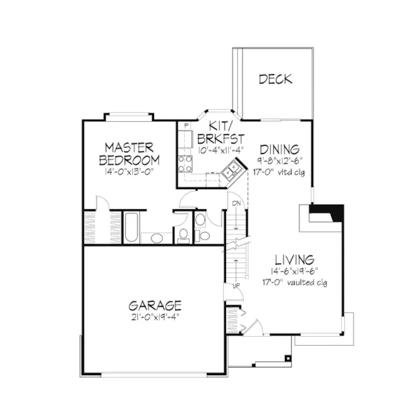 Contemporary House Plan First Floor - Brady Creek Ranch Home 072D-0350 - Search House Plans and More