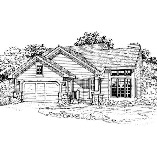 Contemporary House Plan Front of Home - Brady Creek Ranch Home 072D-0350 - Search House Plans and More