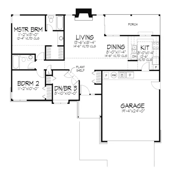 Modern House Plan First Floor - Denlow Ranch Home 072D-0353 - Search House Plans and More