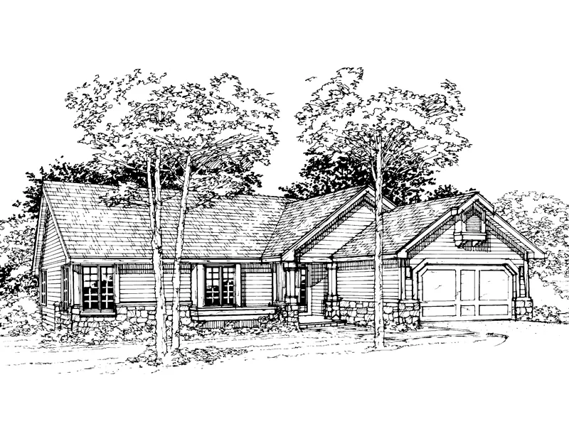 Traditional House Plan Front of Home - Denlow Ranch Home 072D-0353 - Search House Plans and More