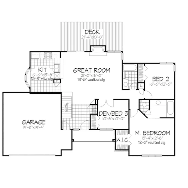 Ranch House Plan First Floor - Calhoun Hollow Ranch Home 072D-0355 - Search House Plans and More