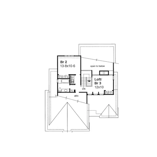 Traditional House Plan Second Floor - Oakley Lake Contemporary Home 072D-0360 - Shop House Plans and More