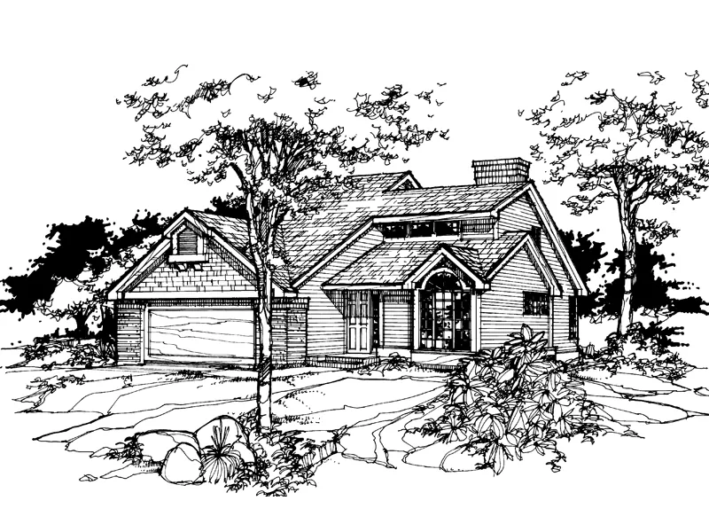 Traditional House Plan Front of Home - Oakley Lake Contemporary Home 072D-0360 - Shop House Plans and More