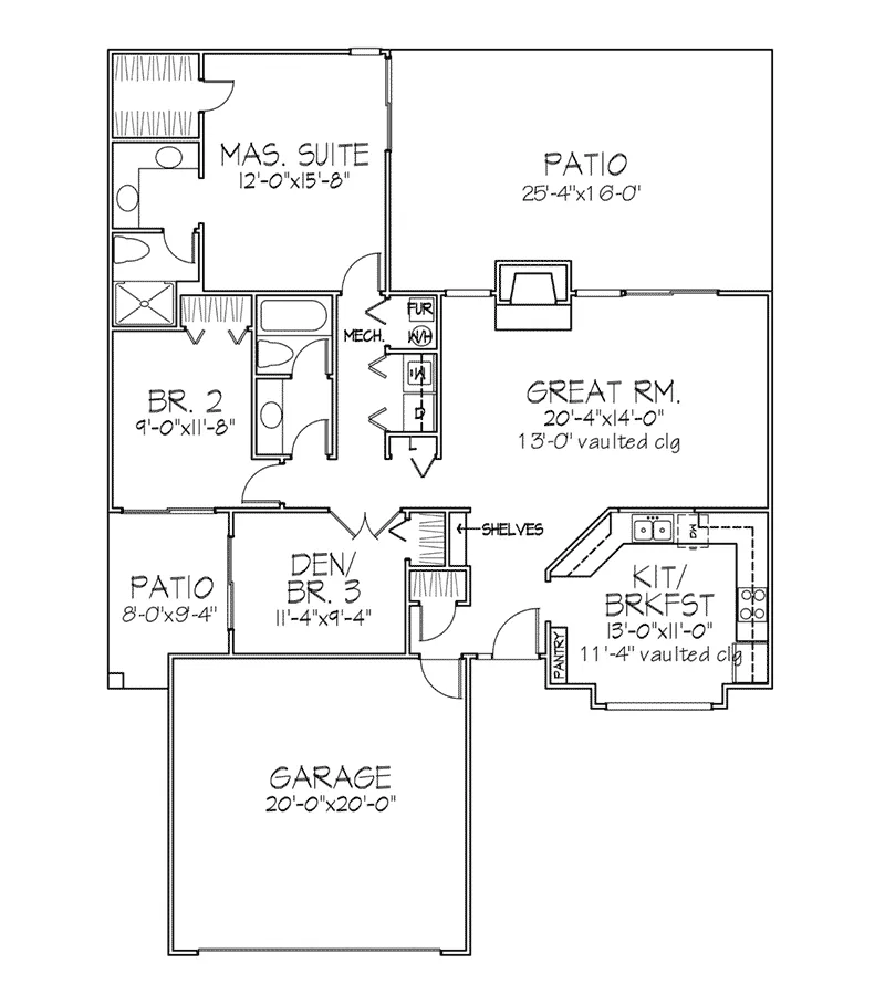 Shingle House Plan First Floor - Marion Mill Ranch Home 072D-0361 - Shop House Plans and More
