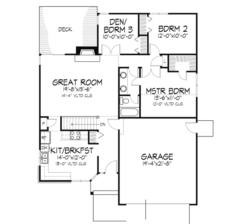Contemporary House Plan First Floor - Markdale Ranch Home 072D-0367 - Shop House Plans and More