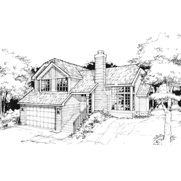 Southern House Plan Front of Home - Sabrina Anne Split-Level Home 072D-0368 - Shop House Plans and More