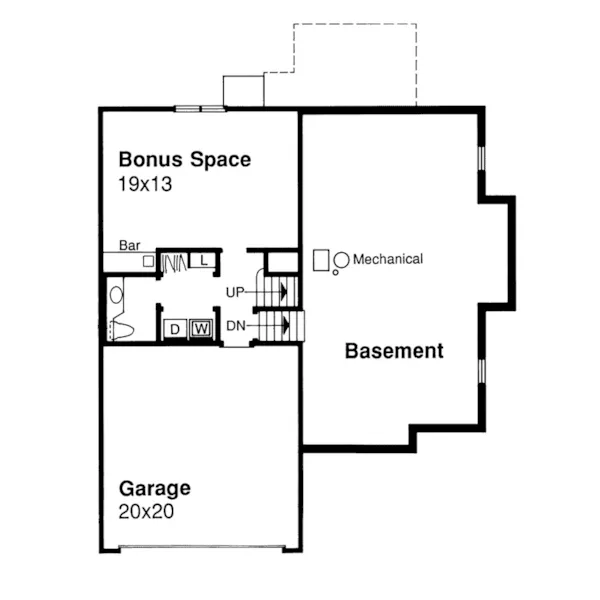 Southern House Plan Lower Level Floor - Sabrina Anne Split-Level Home 072D-0368 - Shop House Plans and More