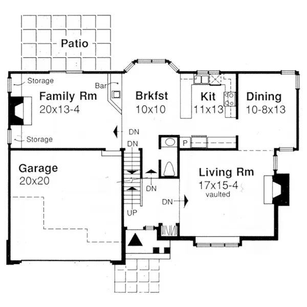 Contemporary House Plan First Floor - Burlewood Modern Bungalow Home 072D-0369 - Search House Plans and More