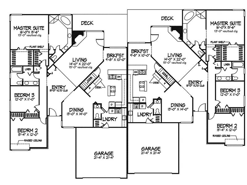 Country House Plan First Floor - Weston Mill One-Story Duplex 072D-0380 - Shop House Plans and More