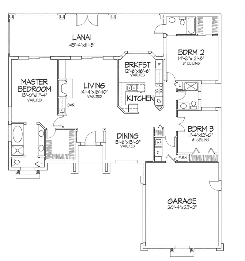 Sunbelt House Plan First Floor - Pickering Canyon Southwest Home 072D-0381 - Shop House Plans and More