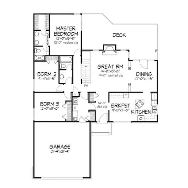 Traditional House Plan First Floor - Sellenriek Ranch Home 072D-0382 - Shop House Plans and More