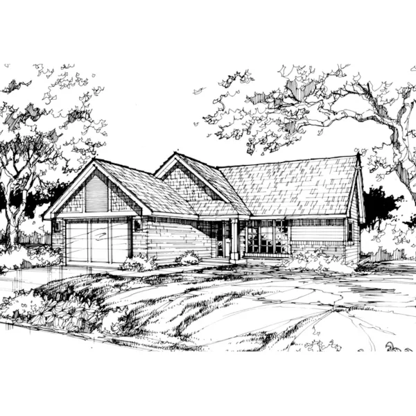 Traditional House Plan Front of Home - Sellenriek Ranch Home 072D-0382 - Shop House Plans and More