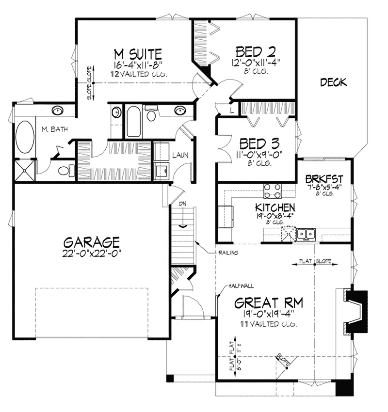 Modern House Plan First Floor - Fontaine Place Ranch Home 072D-0385 - Search House Plans and More