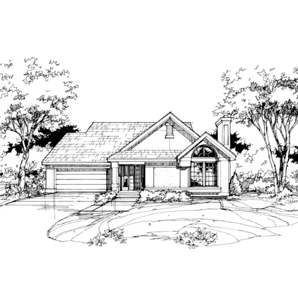 Contemporary House Plan Front of Home - Fontaine Place Ranch Home 072D-0385 - Search House Plans and More