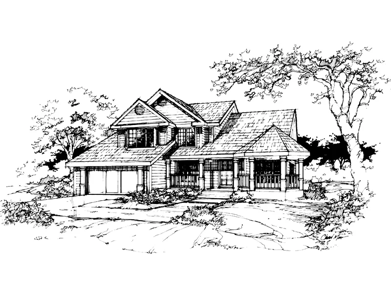 Country House Plan Front of Home - Oxfordshire Traditional Home 072D-0388 - Shop House Plans and More