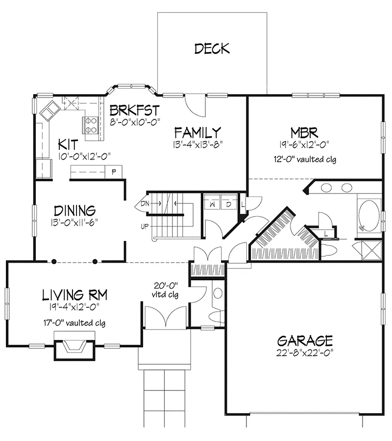 Contemporary House Plan First Floor - Grant Forest Craftsman Home 072D-0390 - Search House Plans and More