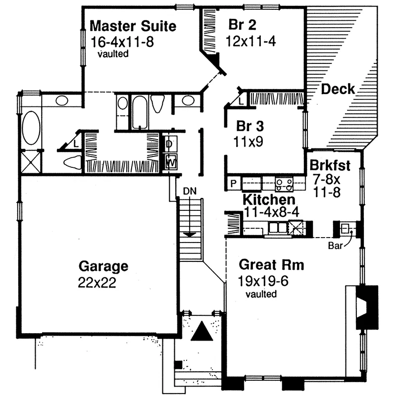 Country House Plan First Floor - Carson Spring Ranch Home 072D-0400 - Search House Plans and More