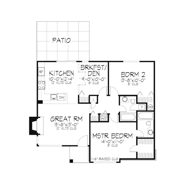 Traditional House Plan First Floor - Cedric Country Ranch Home 072D-0401 - Search House Plans and More