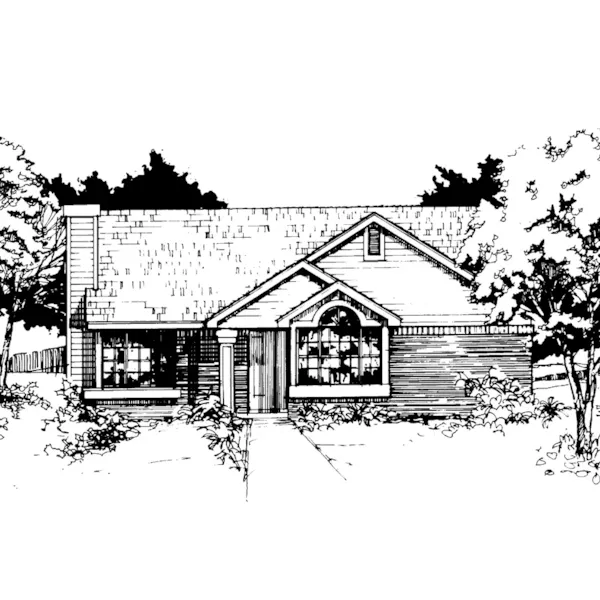 Traditional House Plan Front of Home - Cedric Country Ranch Home 072D-0401 - Search House Plans and More