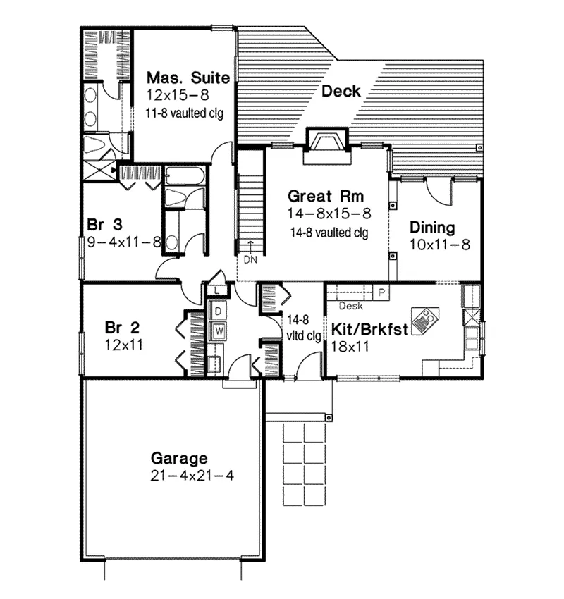 Country House Plan First Floor - Oak Manor Ranch Home 072D-0404 - Shop House Plans and More