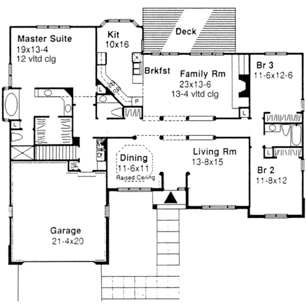 Contemporary House Plan First Floor - Jacobs Crossing Ranch Home 072D-0408 - Search House Plans and More