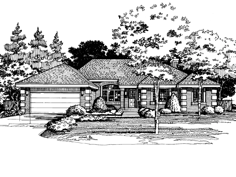 Ranch House Plan Front of Home - Jacobs Crossing Ranch Home 072D-0408 - Search House Plans and More