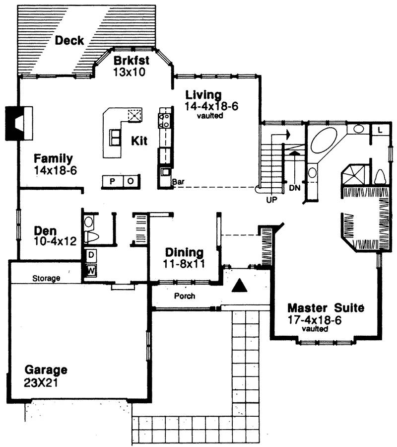 Traditional House Plan First Floor - Calumet Ranch Country Home 072D-0415 - Search House Plans and More